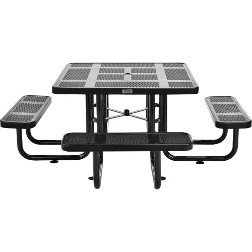 Global Industrial™ 46" Square Picnic Table, Perforated Metal, Black