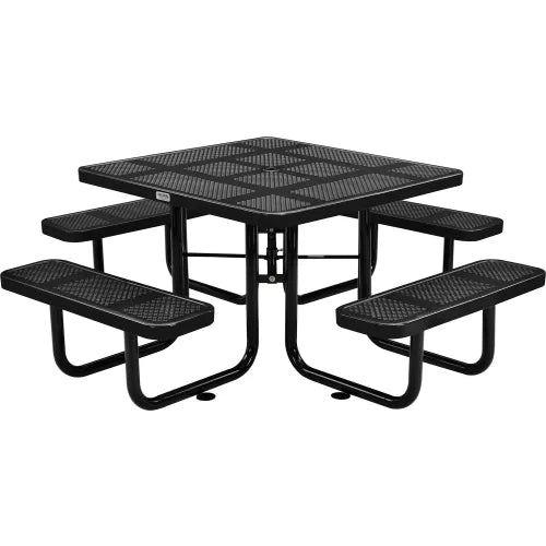 Global Industrial™ 46" Square Picnic Table, Perforated Metal, Black