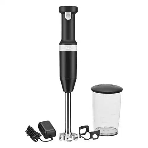 KitchenAid Cordless Variable Speed Hand Blender w/ Chopper + Whisk Attachement - Black Matte (KHBBV83BM)