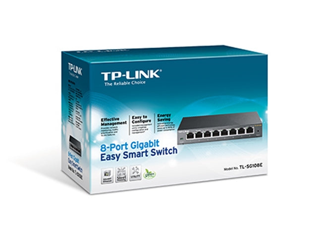 TP-Link Network TL-SG108E 8-Port 10/100/1000Mbps RJ45 Gigabit Easy Smart Switch