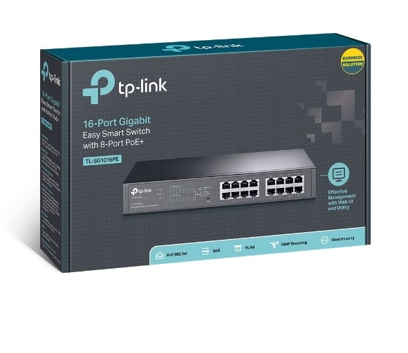 TP-Link Networking Switch TL-SG1016PE 16Port Gigabit Easy Smart PoE Switch with 8-Port PoE+