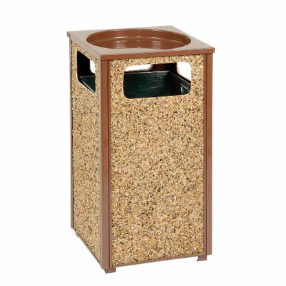 Global Industrial™ Stone Panel Trash Sand Urn, Brown, 24 Gallon, 17-1/2" Square x 32"H