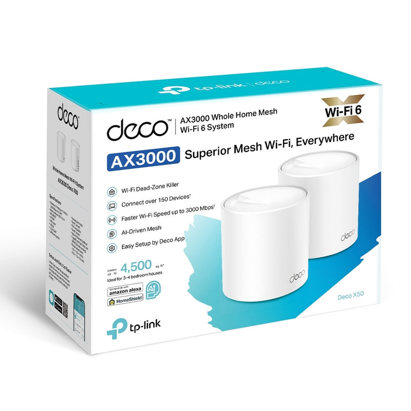 TP-Link Network Deco X50(2-pack) AX3000 Whole Home Mesh Wi-Fi 6 System