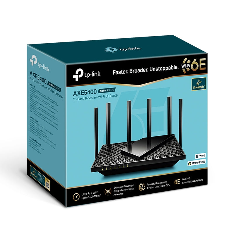 TP-Link Router Archer AXE75/CA AX5400 Tri-Band Wi-Fi 6E Router