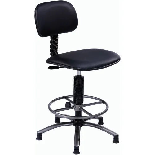 Interion® Office Stool - Vinyl - 25"- 29" - Black