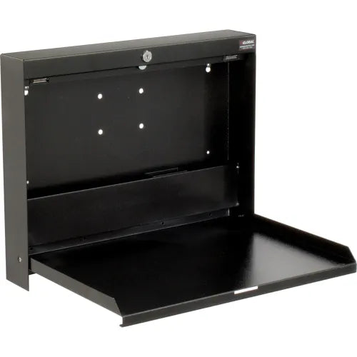 Global Industrial™ Wall Mounted Fold Down Shop Desk, 20"W x 3-3/8"D, Black