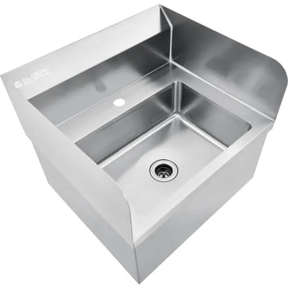 Global Industrial™ Stainless Steel Hands Free Wall Mount Sink W/Splash Guards, 14"x10"x5" Deep
