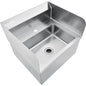 Global Industrial™ Stainless Steel Hands Free Wall Mount Sink W/Splash Guards, 14"x10"x5" Deep