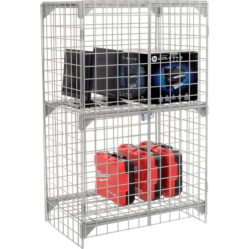 Global Industrial™ 1-Tier 2 Door Wire Mesh Security Locker, 36"Wx24"Dx60"H, Gray, Unassembled
