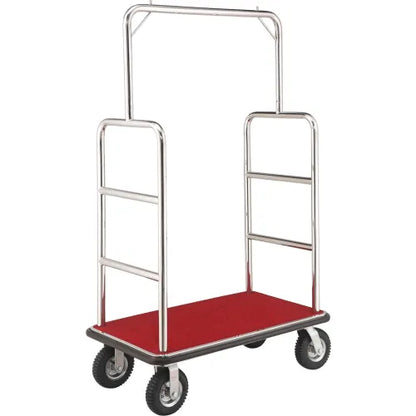 Global Industrial™ Silver Stainless Steel Bellman Cart Straight Uprights 8" Pneumatic Casters