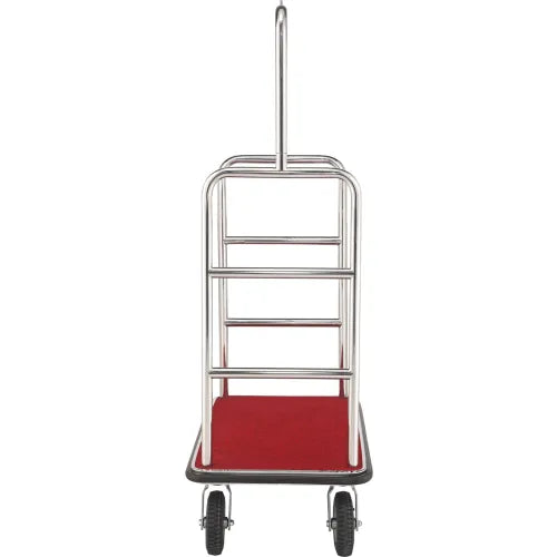 Global Industrial™ Silver Stainless Steel Bellman Cart Straight Uprights 8" Pneumatic Casters