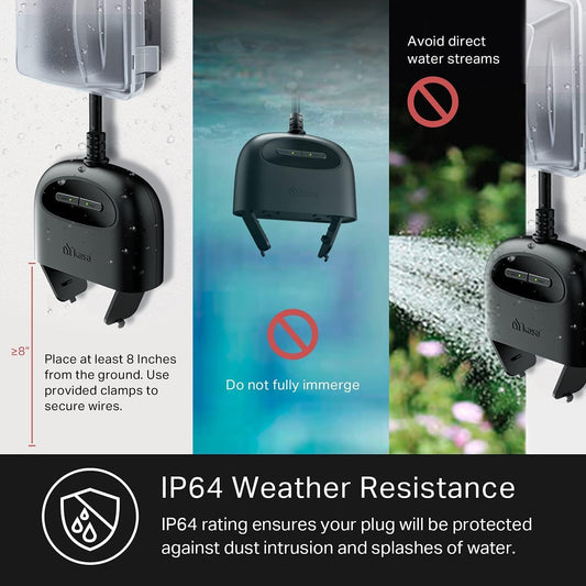 Kasa Smart Outdoor Smart Plug by TP-Link (KP400) - Smart WiFi Outlet with 2 Sockets, IP64 Waterproof, Works with Alexa and Google Home, 2.4GHz WiFi Required, No Hub Required, Sunset & Sunrise Offset Black - PuriLite