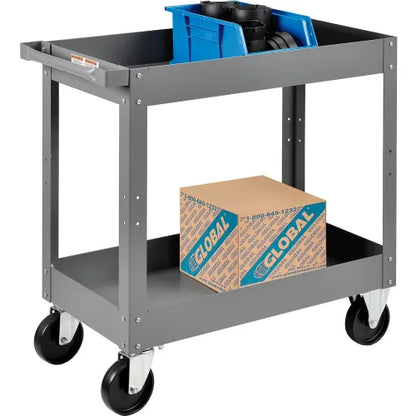 Global Industrial™ Steel Stock Cart w/2 Shelves, 500 lb. Capacity, 30"L x 16"W x 32"H