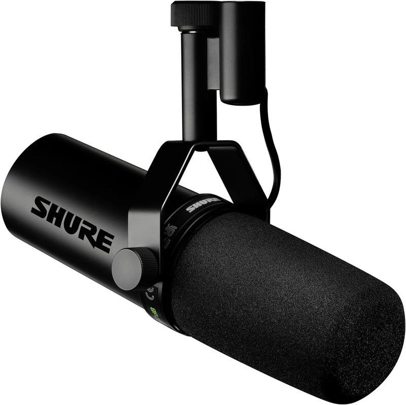 Shure SM7dB Dynamic Vocal Microphone w/Built-in Preamp for Streaming, Podcast, & Recording, Wide-Range Frequency, Warm & Smooth Sound, Rugged Construction, Detachable Windscreen - Black