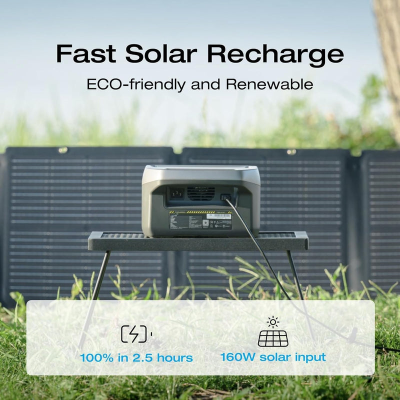 EF ECOFLOW Portable Power Station River 2, 256Wh LiFeP04 Battery/ 1 Hour Fast Charging, 2 Up to 600W AC Outlets, Solar Generator (Solar Panel Optional) for Outdoor Camping/RVs/Home Use