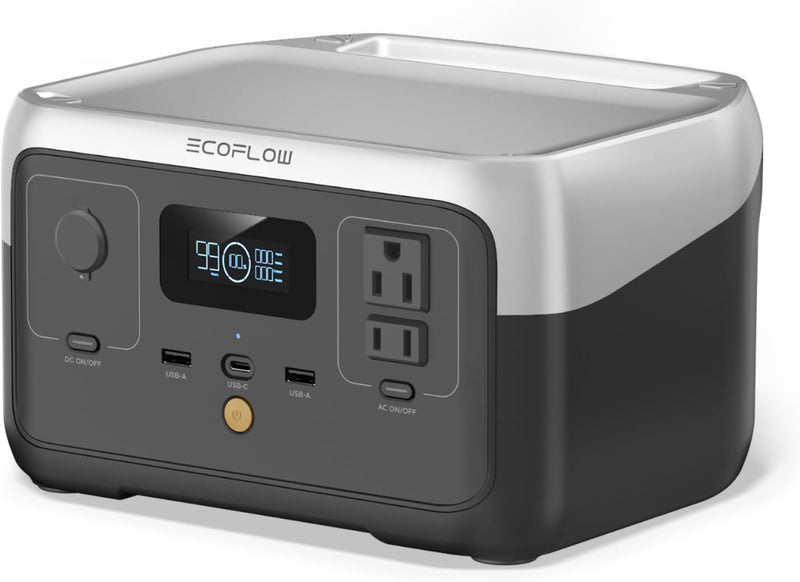 EF ECOFLOW Portable Power Station River 2, 256Wh LiFeP04 Battery/ 1 Hour Fast Charging, 2 Up to 600W AC Outlets, Solar Generator (Solar Panel Optional) for Outdoor Camping/RVs/Home Use