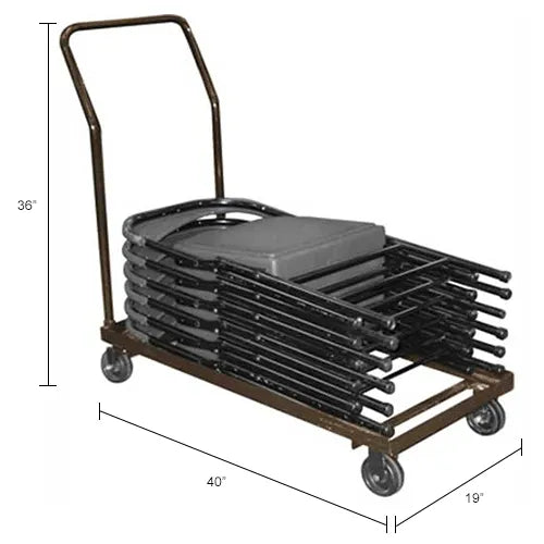 Interion® Chair Cart For Folding Chairs - Horizontal Stack - 36 Chair Capacity