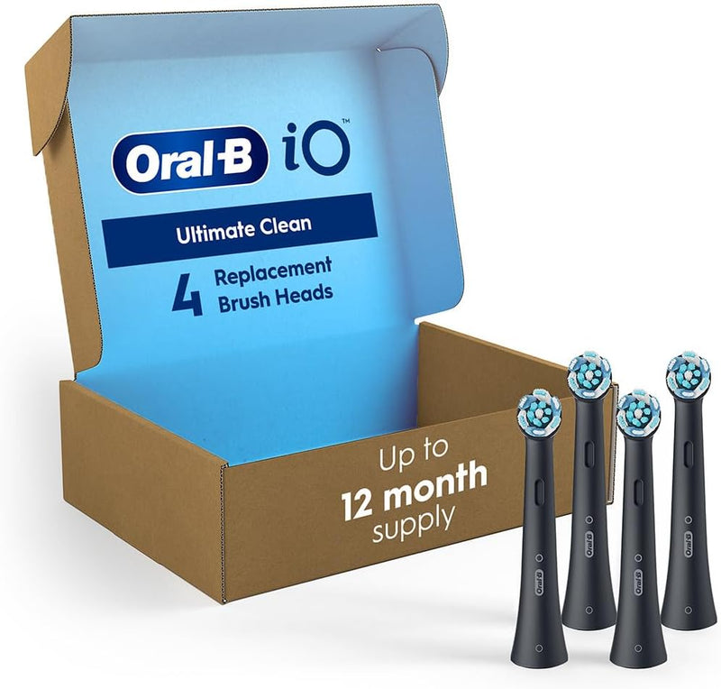 Oral-B iO Genuine Replacement Brush Heads, Ultimate Clean, Refills for Oral-B iO Electric Toothbrushes, Black, 4 Count