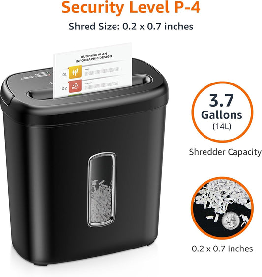 Amazon Basics 8-Sheet Cross-Cut Paper Shredder and Credit Card Shredder - Black - PuriLite