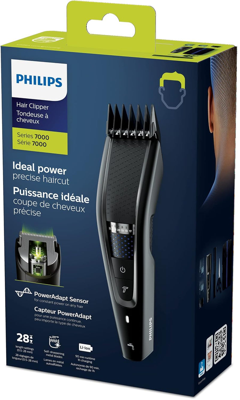 Philips Hair Clipper Series 7000, Washable Hair Clipper with DualCut Technology & 6 accessories, HC7650/14