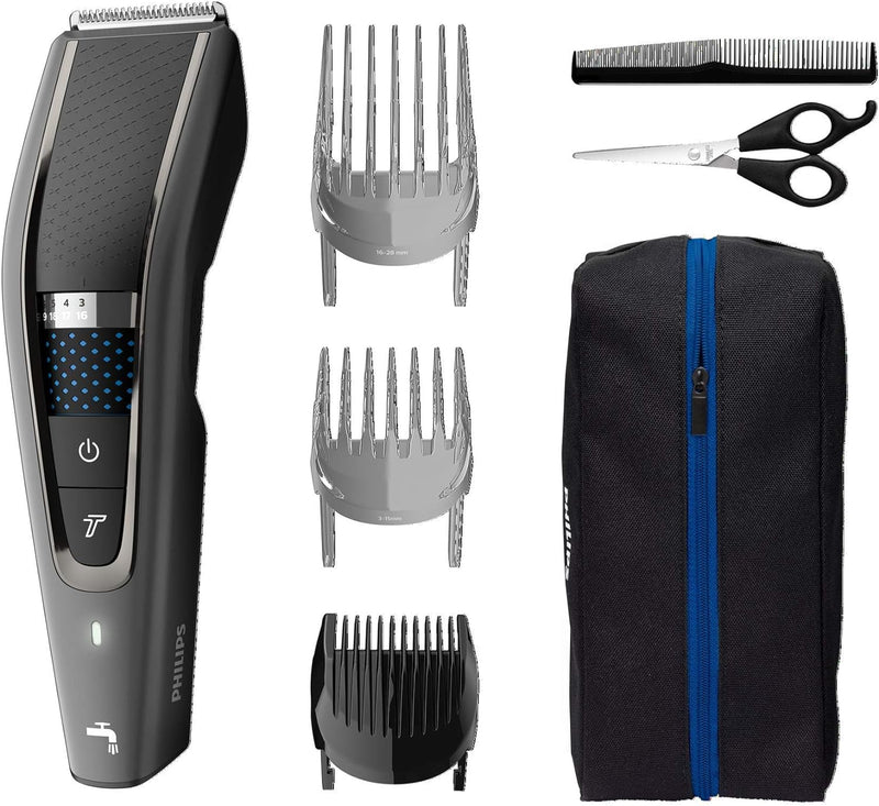 Philips Hair Clipper Series 7000, Washable Hair Clipper with DualCut Technology & 6 accessories, HC7650/14