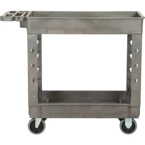 Global Industrial™ Utility Cart w/2 Shelves, 500 lb. Cap, 38"L x 17-1/2"W x 32-1/2"H, Gray - PuriLite