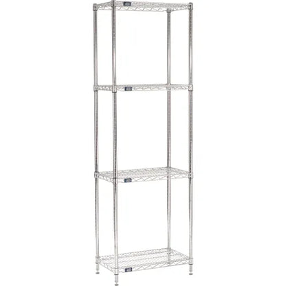 Nexel® 4 Shelf, Chrome Wire Shelving Unit, Starter, 24"W x 14"D x 74"H - PuriLite