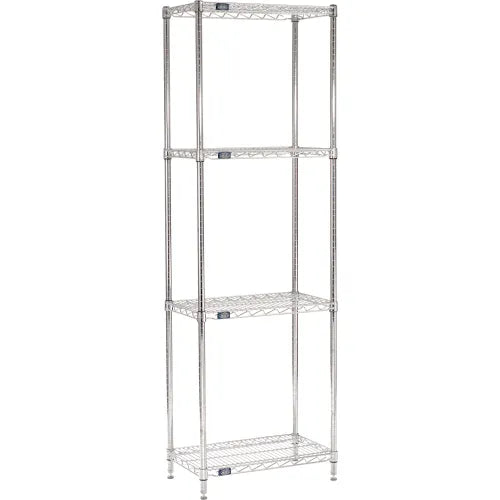 Nexel® 4 Shelf, Chrome Wire Shelving Unit, Starter, 24"W x 14"D x 74"H