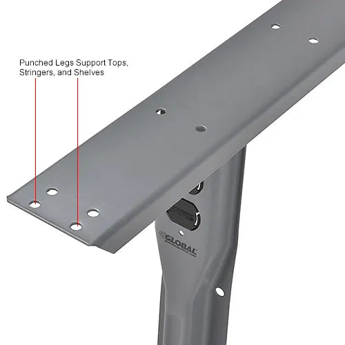 Global Industrial™ Fixed Steel Leg For Workbenches, 30"D, Gray