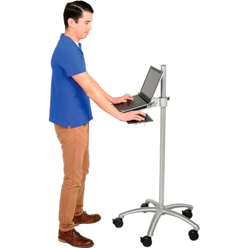 Global Industrial™ Mobile Height Adjustable Laptop Computer Workstation Security Cart