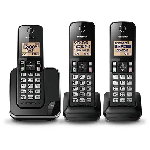 Panasonic DECT 6.0 Expandable Digital Cordless Phone System - 3 Handsets (KXTGC383B)