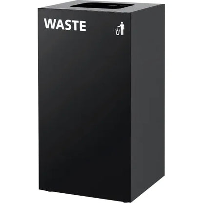 Global Industrial™ Square Recycling/Trash Can with Waste Lid, 36 Gallon, Black