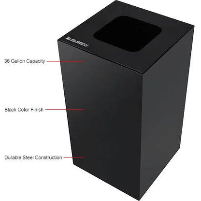 Global Industrial™ Square Recycling/Trash Can with Waste Lid, 36 Gallon, Black
