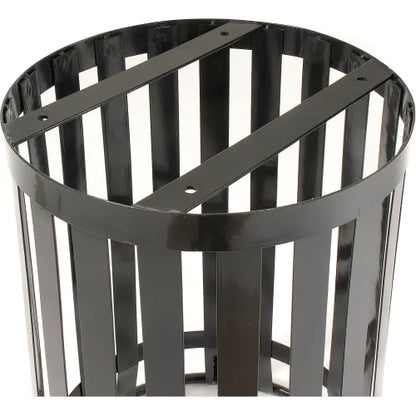 Global Industrial™ Outdoor Slatted Steel Trash Can With Flat Lid, 36 Gallon, Black