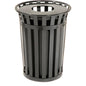 Global Industrial™ Outdoor Slatted Steel Trash Can With Flat Lid, 36 Gallon, Black
