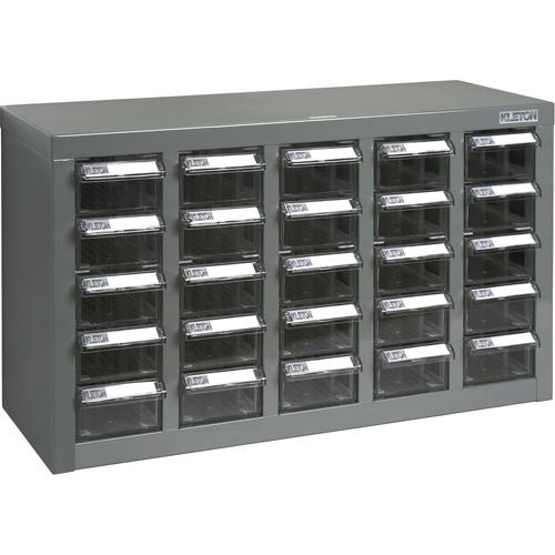 KPC-600 Parts Cabinet, Galvanized Steel, 25 Drawers, 23-1/10" x 8-7/10" x 13-4/5", Grey