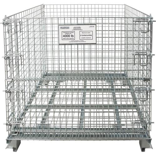 Collapsible Wire Container, 40" W x 48" D x 42" H, 4000 lbs. Capacity