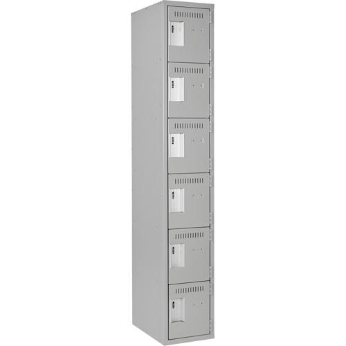 Clean Line™ Lockerettes, 6 -tier, 12" x 18" x 72", Steel, Grey, Rivet (Assembled)