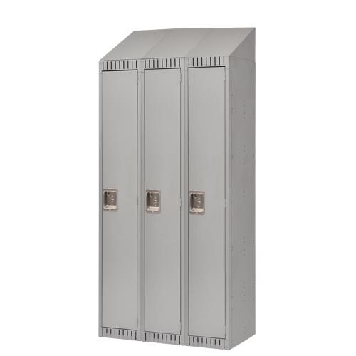 Lockers, Bank of 3, 36" x 18" x 82", Steel, Grey, Knocked Down