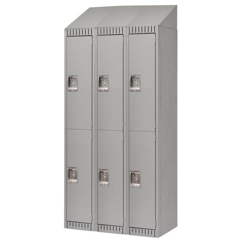 Lockers, 2 -Tier, Bank of 3, 36" x 18" x 82", Steel, Grey, Knocked Down