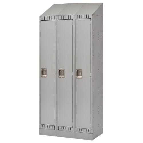 Lockers, Bank of 3, 36" x 18" x 86", Steel, Grey, Knocked Down