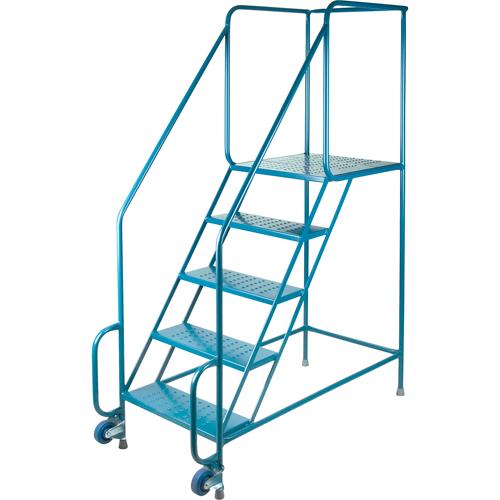 Tilt-N-Roll Ladders, Steel, 5 Steps, 22" Wide, 24" D x 47" H Top Step