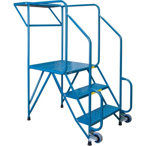 Mechanics/Maintenance Rolling Ladder, Steel, 3 Steps, 28" Platform Height