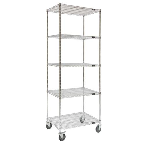 KLETON Wire Shelf Cart, Chrome Plated, 18" x 92" x 36", 800 lbs. Capacity