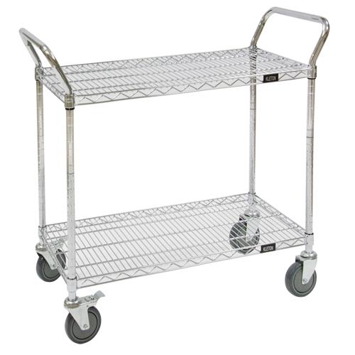 Wire Mesh Utility Cart, Chrome Plated, 36" x 39" x 24", 800 lbs. Capacity