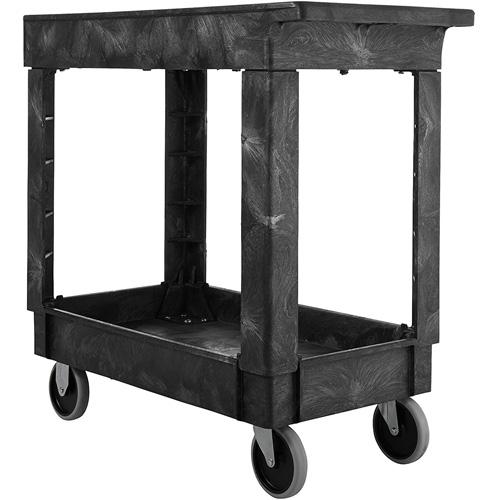 RUBBERMAID Flat Handle Utility Cart, 2 Tiers, 34" x 31-1/4" x 16", 500 lbs. Capacity