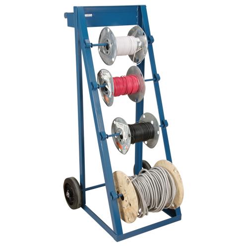 Portable Wire Reel Caddy, Steel, 4 Rod, 24-1/2" W x 49" H x 23" D, 400 lbs. Capacity