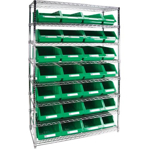 Heavy-Duty Wire Shelving Unit with Storage Bins, 8 Tiers, 48" W x 74" H x 18" D