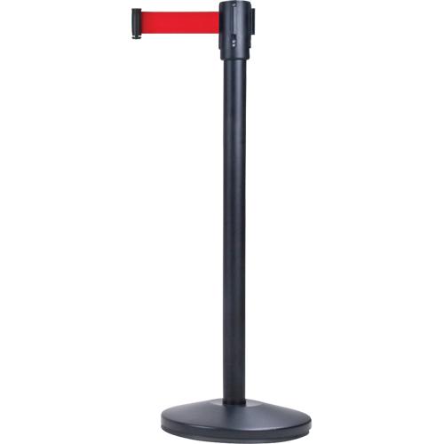 Free-Standing Crowd Control Barrier, Steel, 35" H, Red Tape, 7' Tape Length