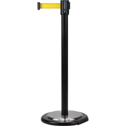 Free-Standing Crowd Control Barrier, Steel, 35" H, Yellow Tape, 7' Tape Length